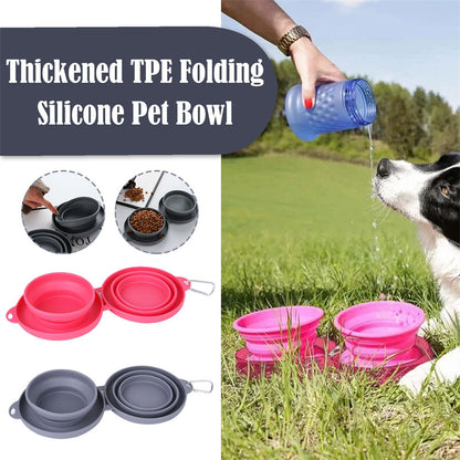 Rubber Foldable Double Pet Feeding Bowl