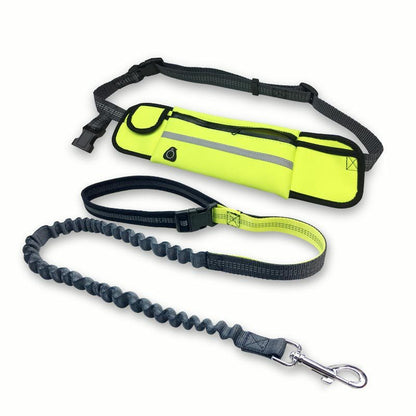 Hands-Free Dog Running Leash with Waist Pocket Adjustable Belt Shock Absorbing Bungee