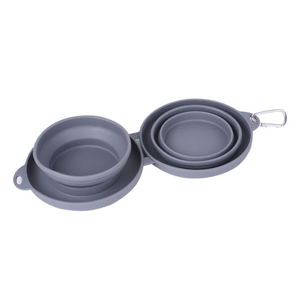 Rubber Foldable Double Pet Feeding Bowl