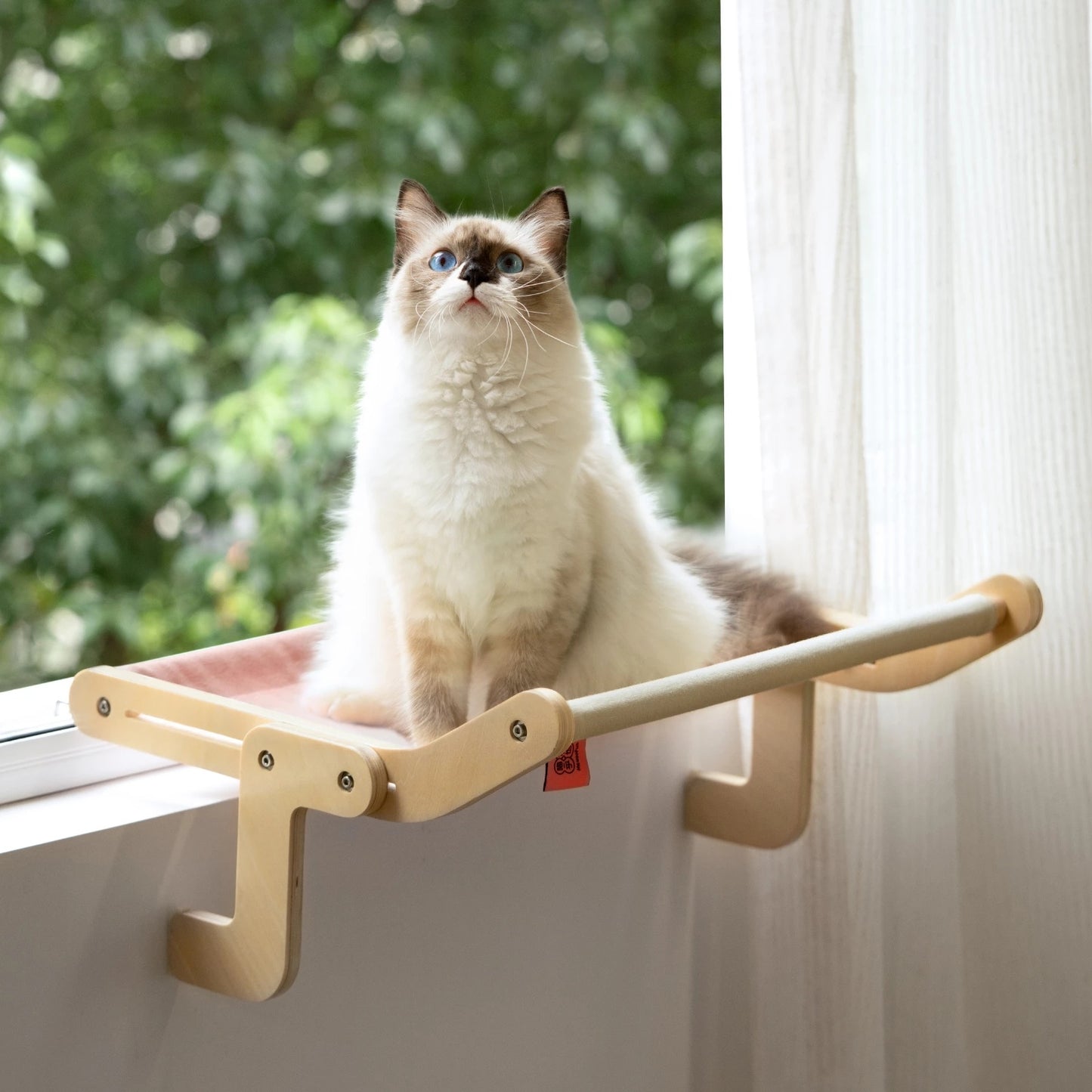 Mewoofun Pet Cat Window Perch 4 Color Wooden Assembly Hanging Bed Cotton Canvas Easy Washable Multi-Ply Plywood New Dropshipping